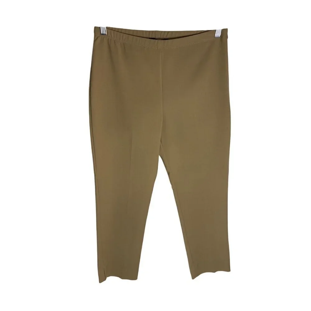 NWT Karen Kane Khaki Brown Soft Stretch Clean Front Cropped Pants-sz 10